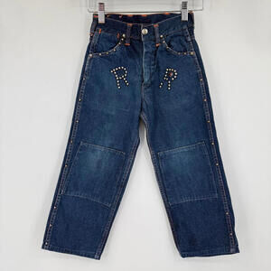Childrens/Boys Roy Rogers Vintage Cowboy Embellished 1950's Denim Jeans Blue 6/7